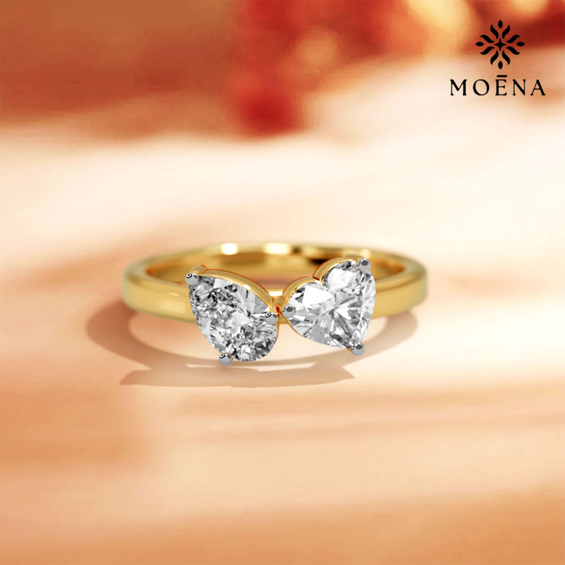 Eterna Duo - Standard View in 14kt Gold - Diamond Ring by Moena
