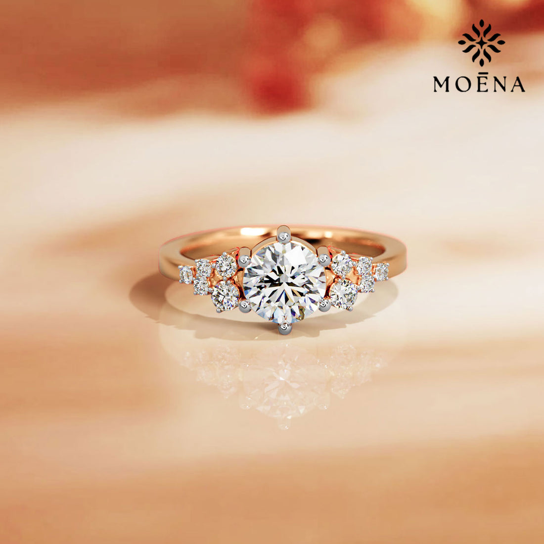 Halo Companion - Standard View in 14kt Gold - Diamond Ring by Moena
