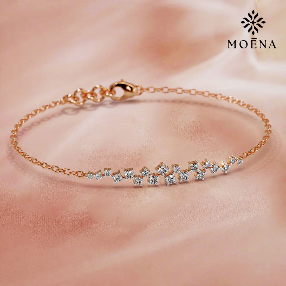 Ethereal Shine Bracelet: - Standard View in 14kt Gold - Diamond Bracelet by Moena