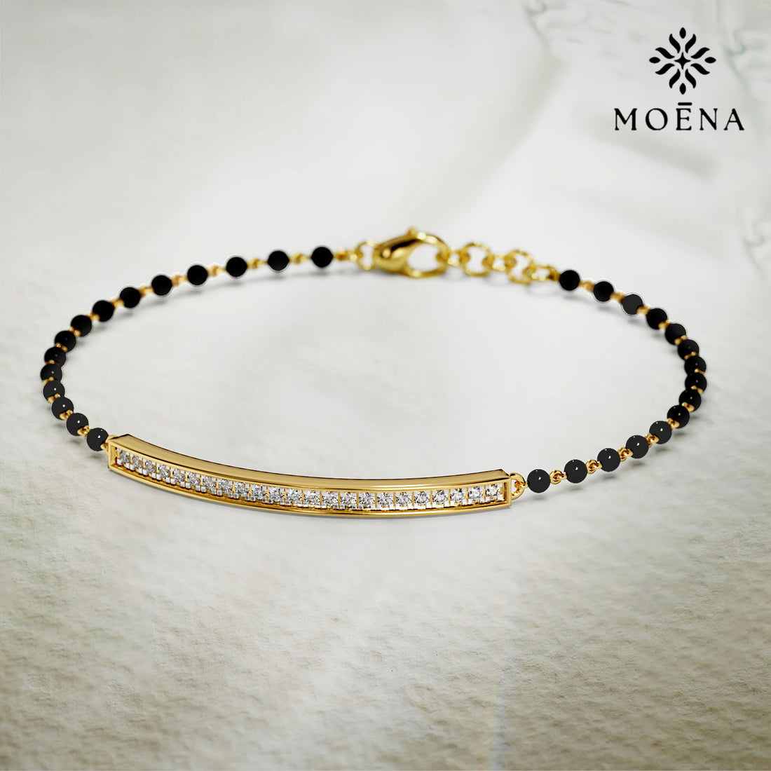 Nitya Mangalsutra Bracelet - Standard View in 14kt Gold - Diamond Bracelet by Moena