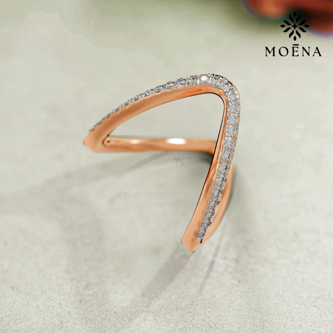 Chevron Lab-Grown Diamond Ring - Standard View in 14kt Gold - Diamond Ring by Moena