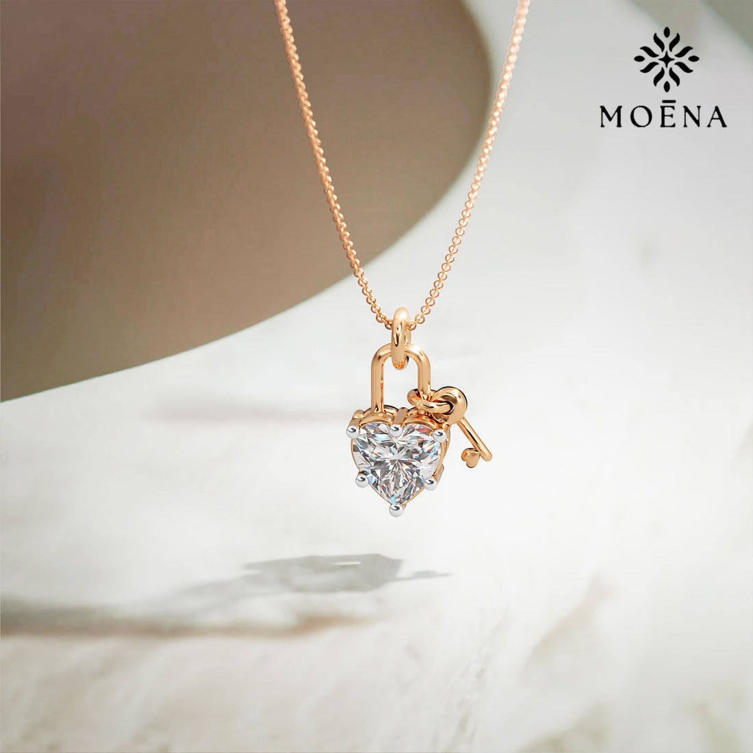 Love Lock Pendant - Standard View in 14kt Gold - Diamond Pendant by Moena