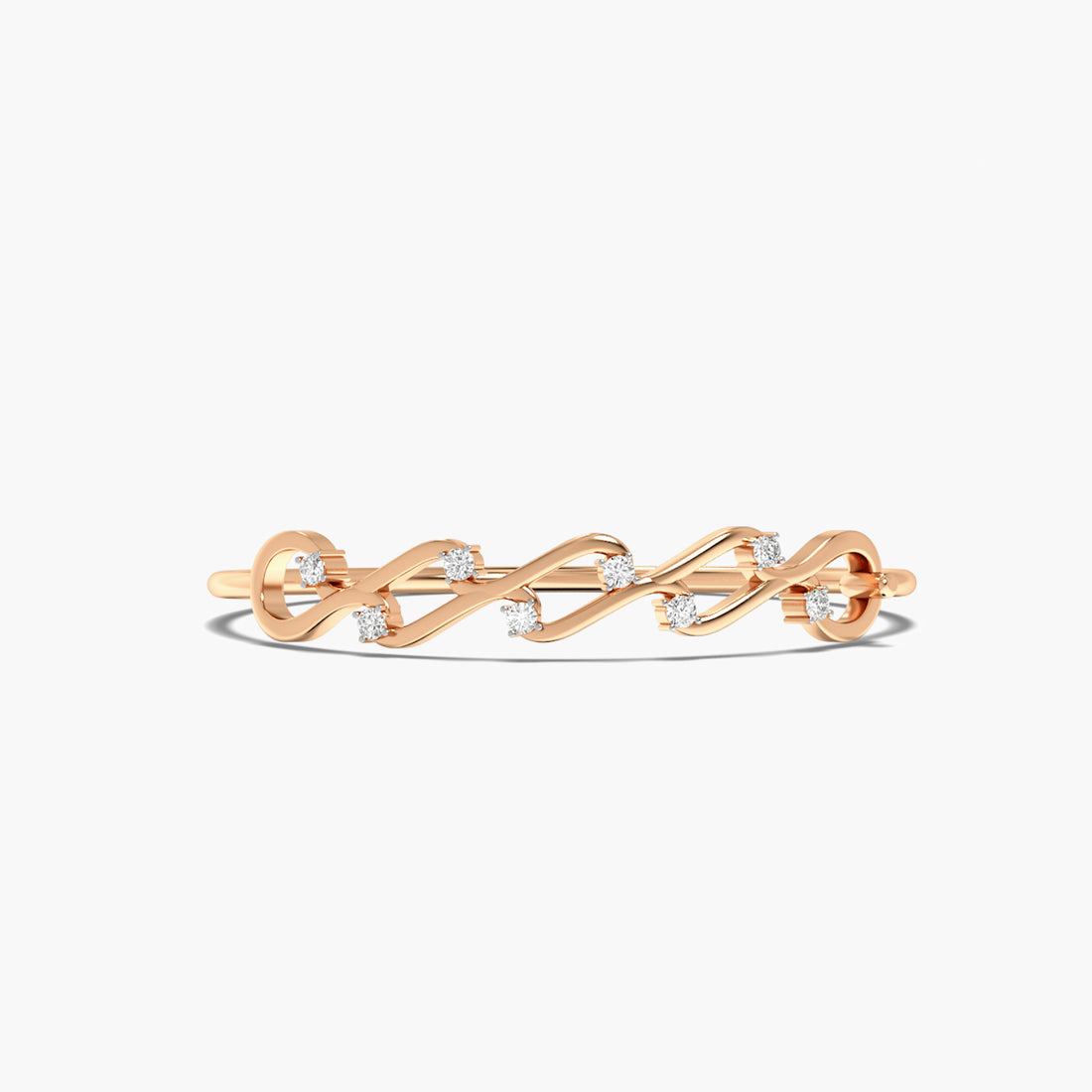 Golden Link Bangle - Top View in Rose Gold - Diamond Bracelet by Moena