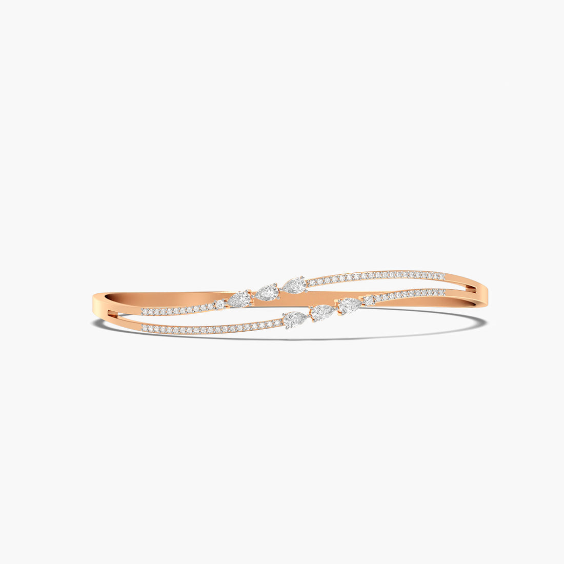 Cascade Pear Bangle - Top View in Rose Gold - Pear Diamond Bracelet by Moena