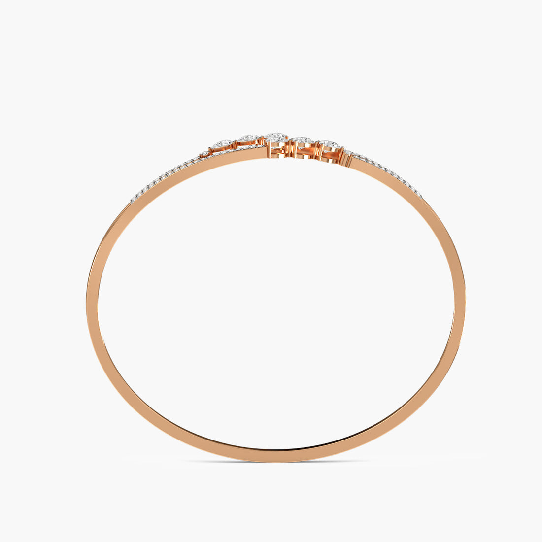Cascade Pear Bangle - Front View in Rose Gold - Pear Diamond Bracelet by Moena