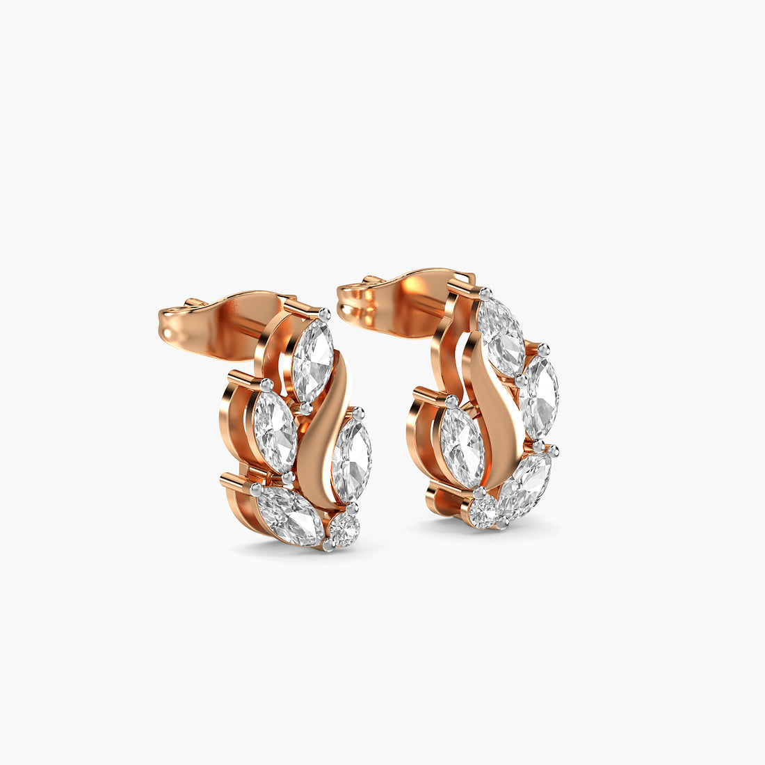 Marquise Leaf Curve Stud