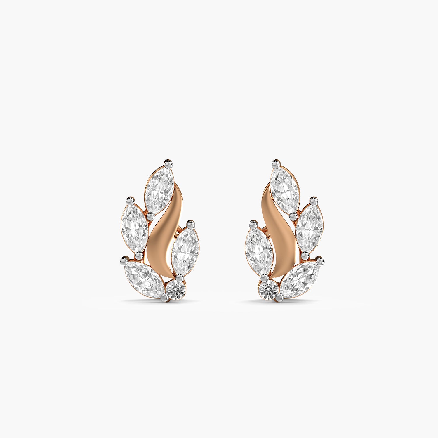 Marquise Leaf Curve Stud
