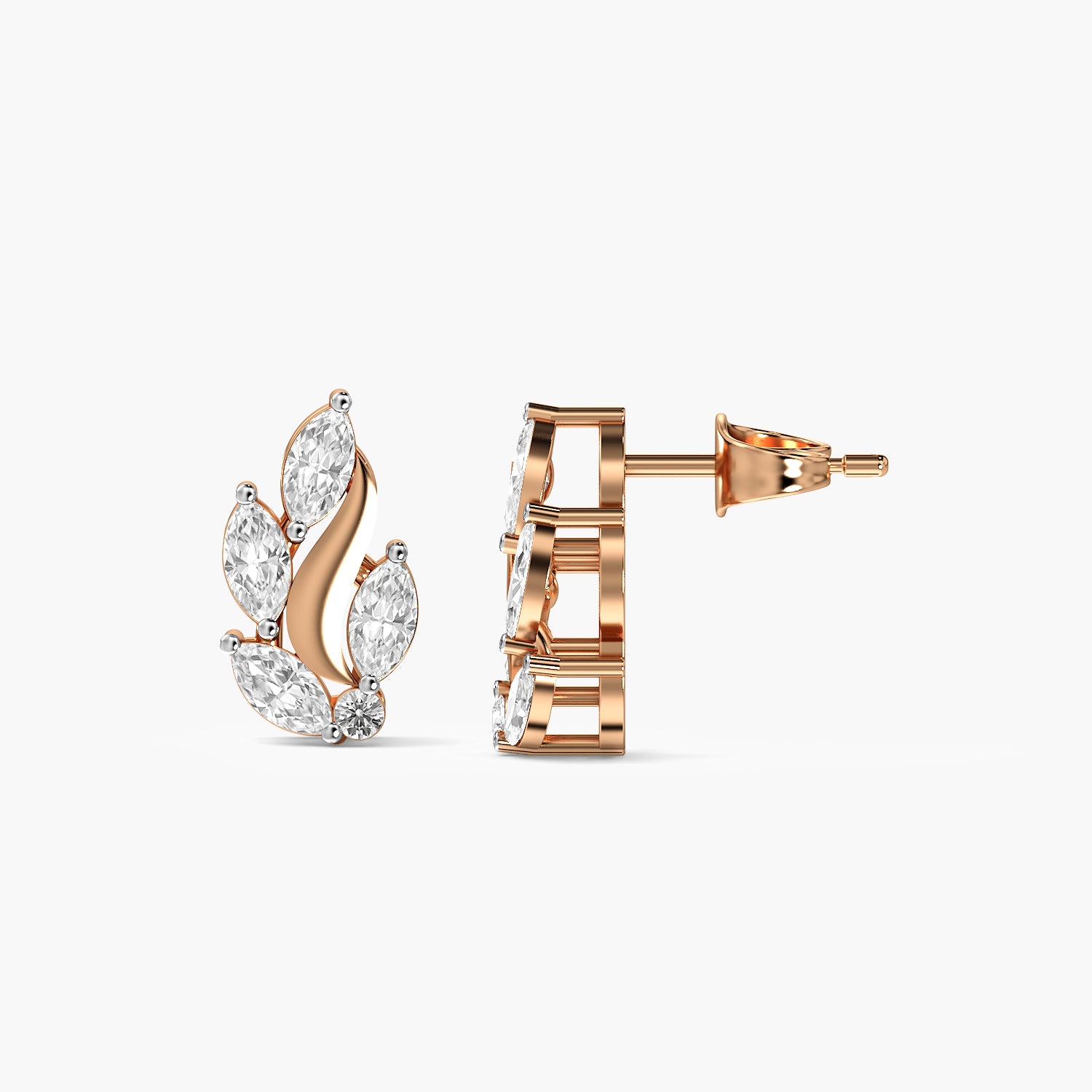 Marquise Leaf Curve Stud