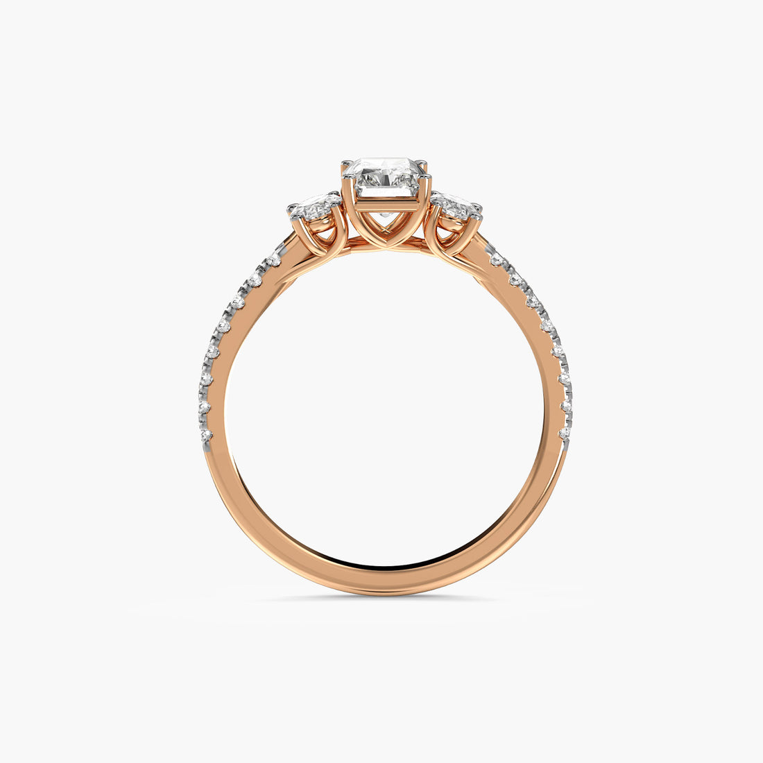Radiant Elegance Ring - Front View in Rose Gold - Radiant Diamond Ring by Moena