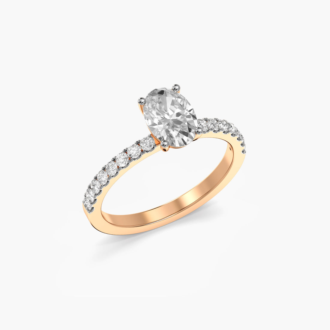 Classic Oval Solitaire Ring - 3D View in Rose Gold - Oval Diamond Ring by Moena