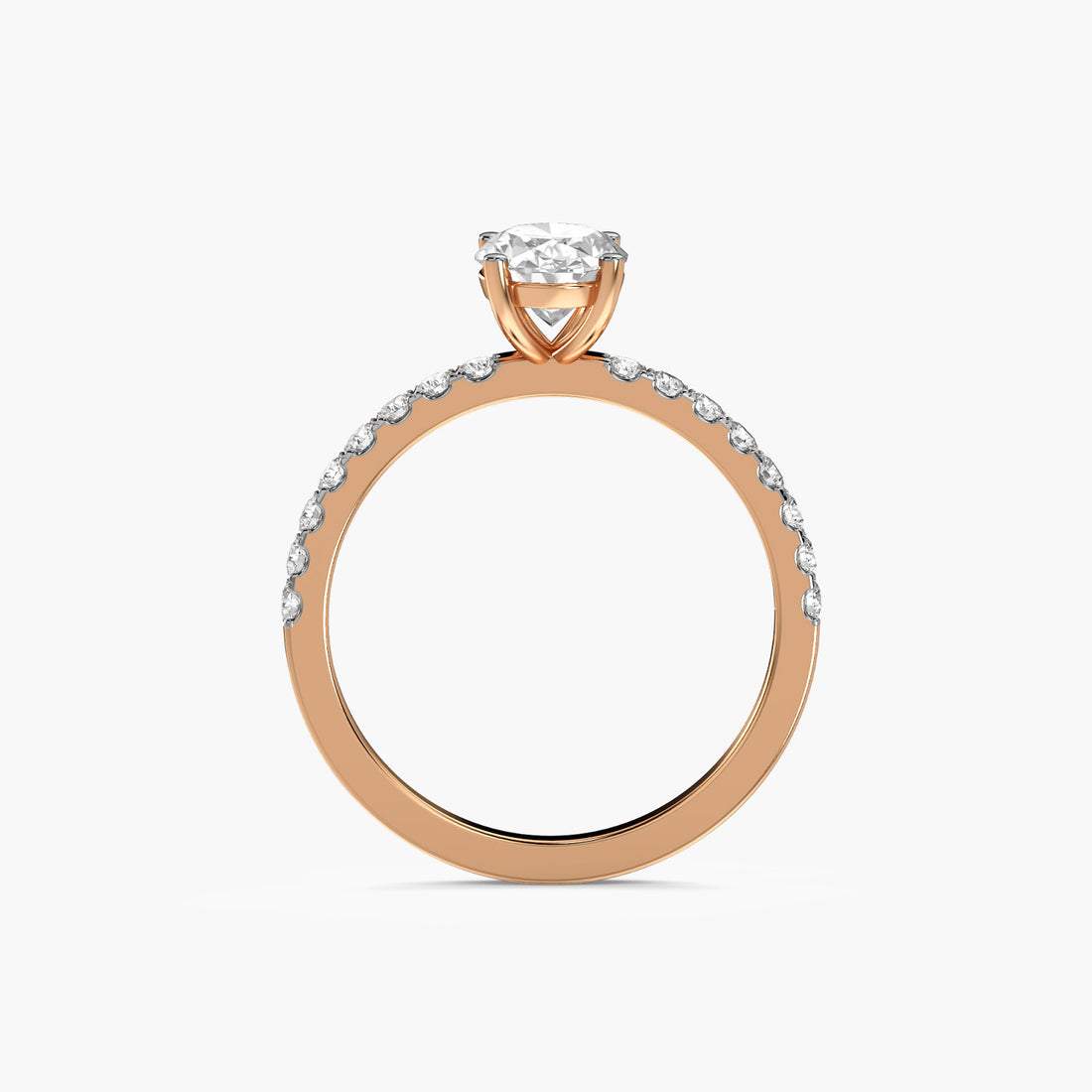 Classic Oval Solitaire Ring - Front View in Rose Gold - Oval Diamond Ring by Moena