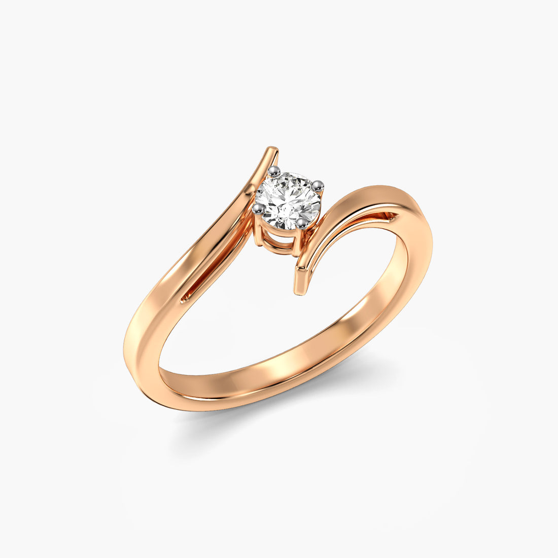Wave of Love - 3D View in Rose Gold - Diamond Ring by Moena