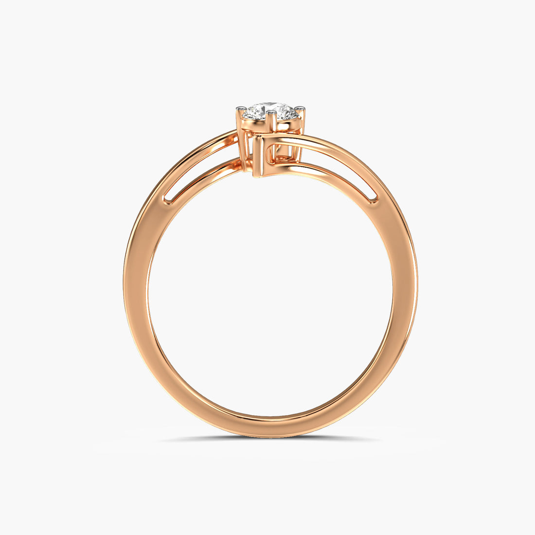 Wave of Love - Front View in Rose Gold - Diamond Ring by Moena