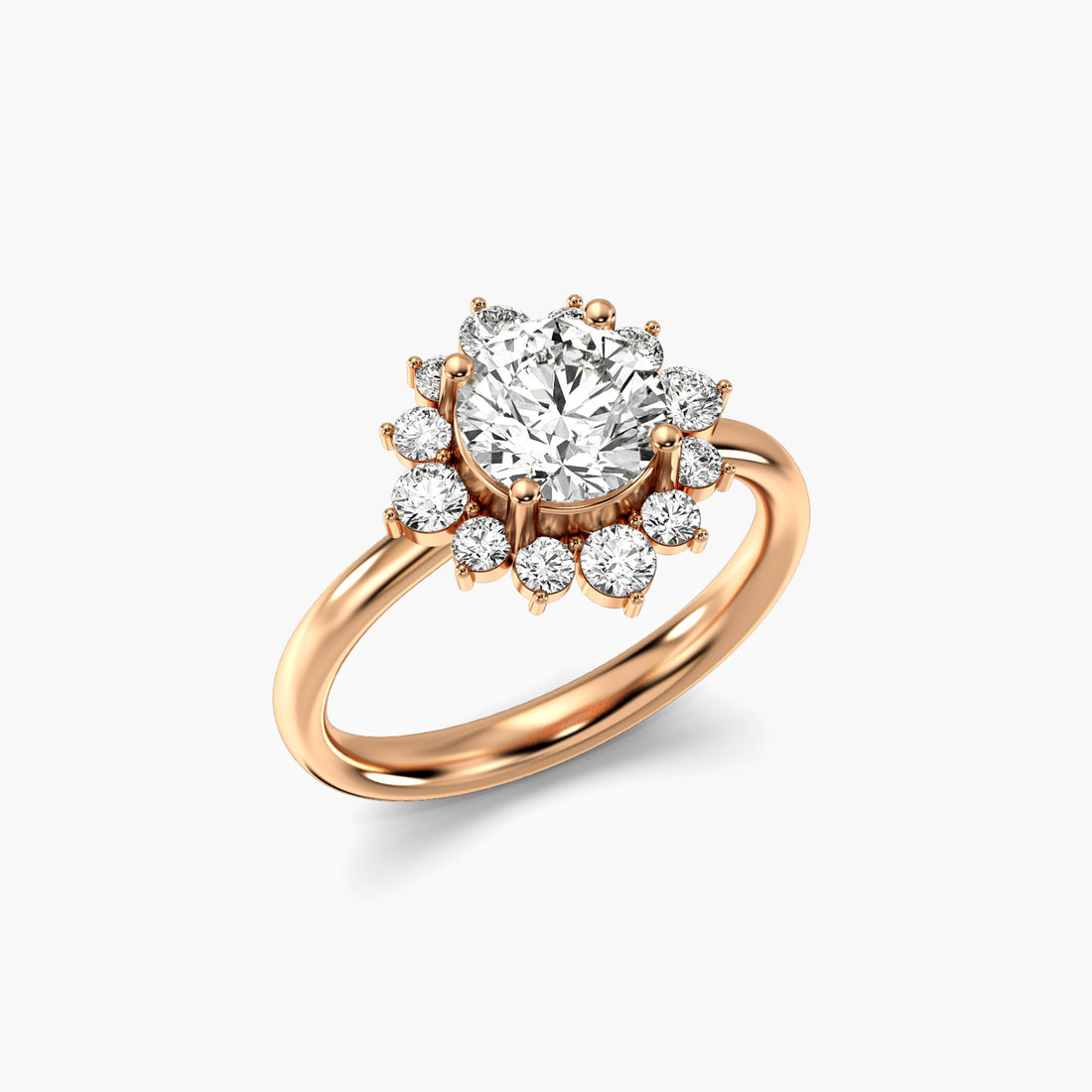 Golden Glow - 3D View in Rose Gold - Diamond Ring by Moena