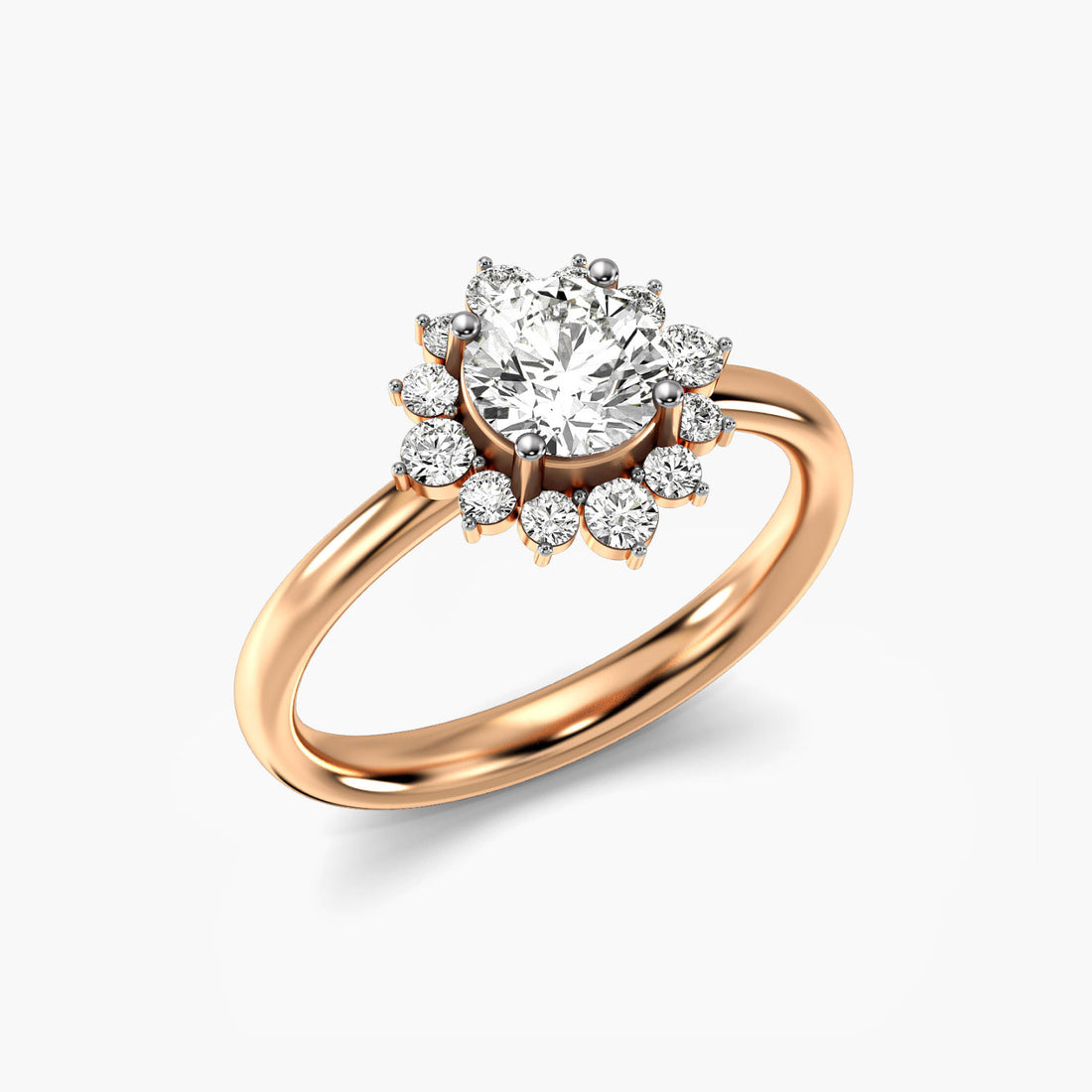 Sunshine Radiance - 3D View in Rose Gold - Diamond Ring by Moena