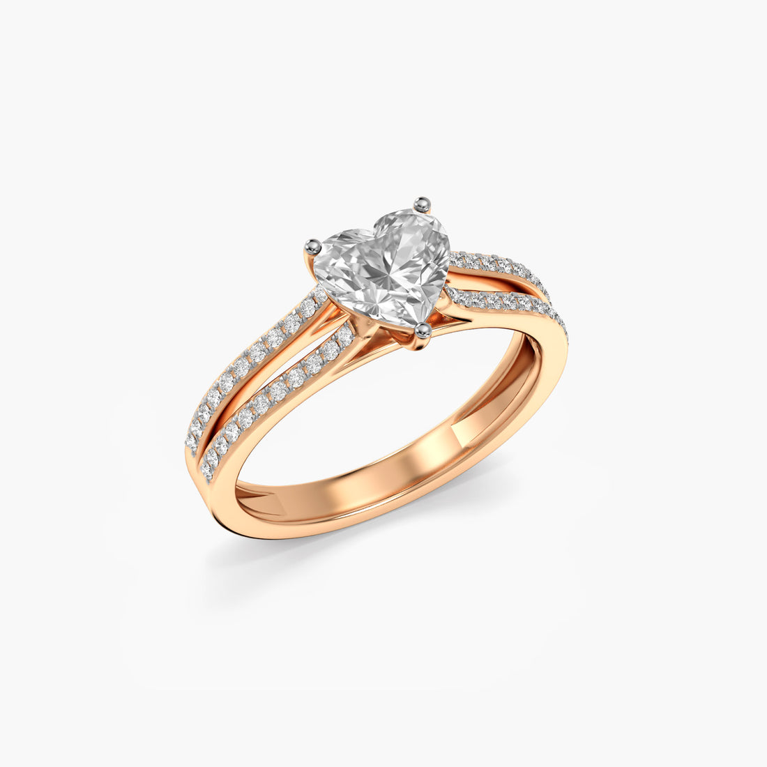 Heart Solitaire Lab-Grown Diamond Ring - 3D View in Rose Gold - Heart Diamond Ring by Moena