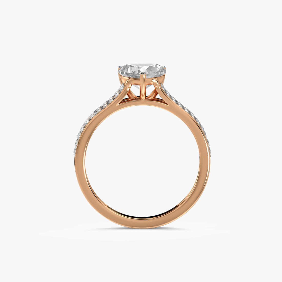 Heart Solitaire Lab-Grown Diamond Ring - Front View in Rose Gold - Heart Diamond Ring by Moena