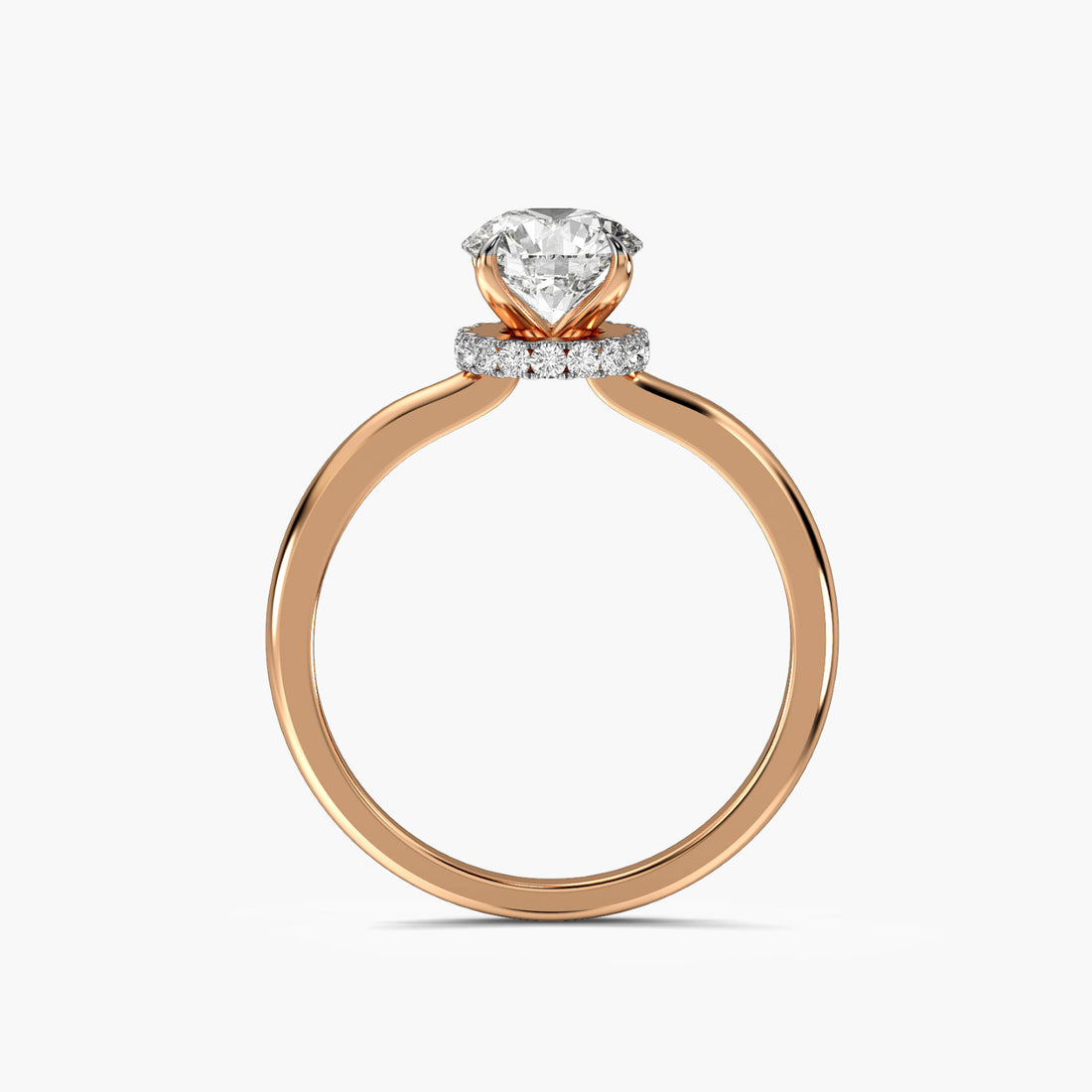 Crown Radiance Ring - Front View in Rose Gold - Diamond Ring by Moena