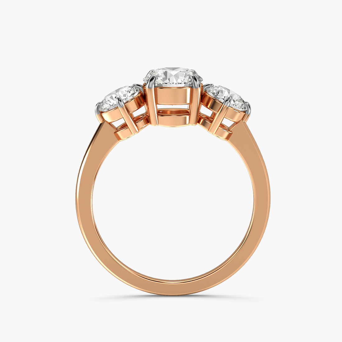 Triad Spark - Front View in Rose Gold - Diamond Ring by Moena