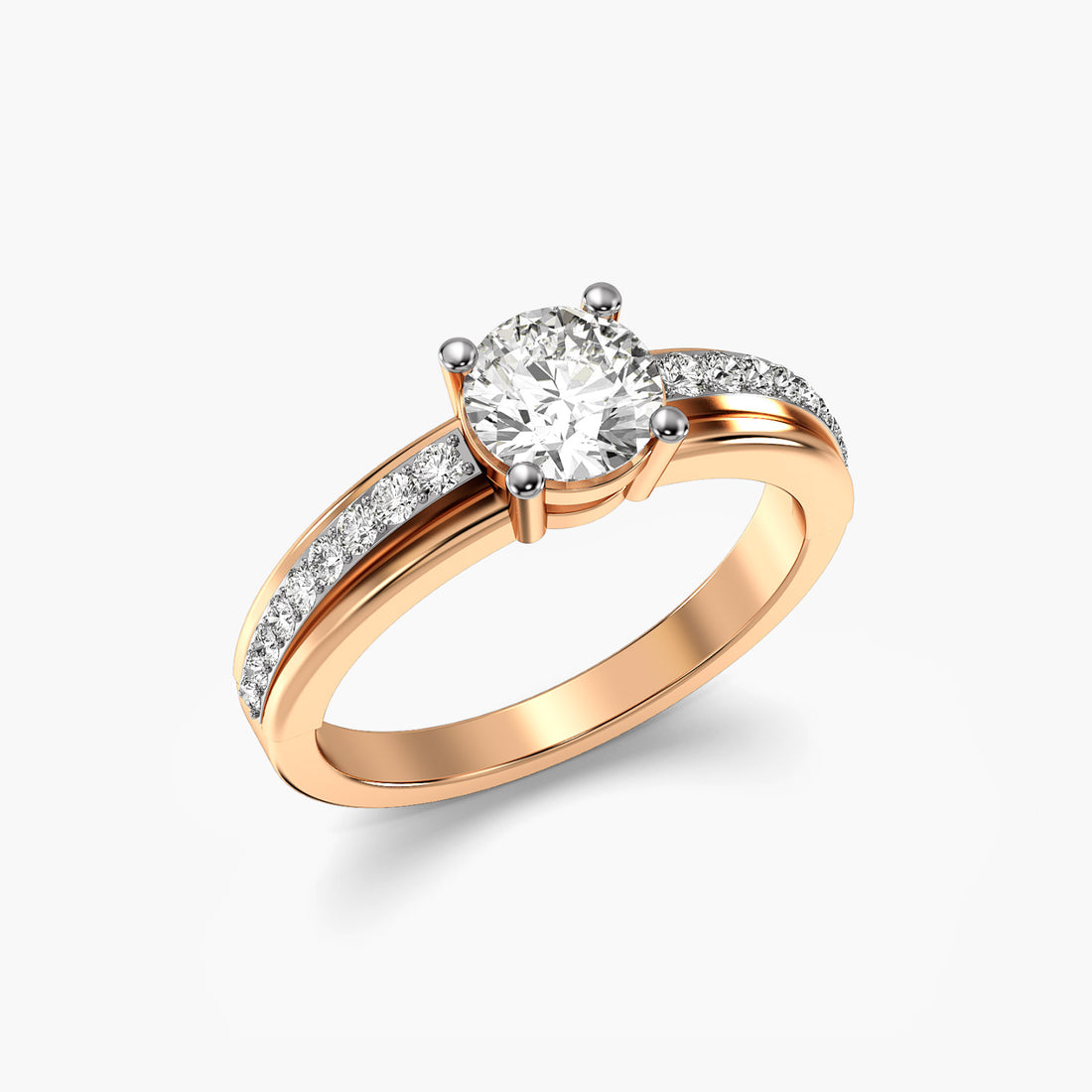 Celeste Glow - 3D View in Rose Gold - Diamond Ring by Moena