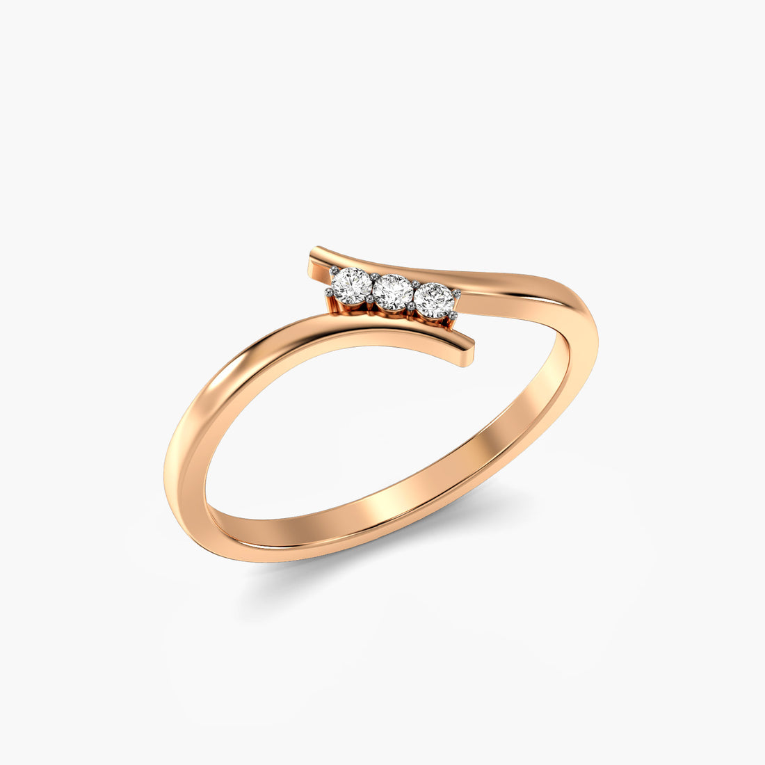 Twisted Charm - 3D View in Rose Gold - Diamond Ring by Moena