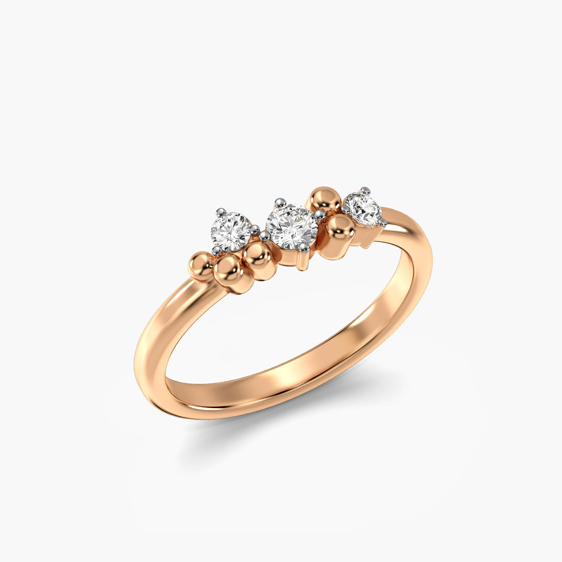 Sparkling Bubbles - 3D View in Rose Gold - Diamond Ring by Moena
