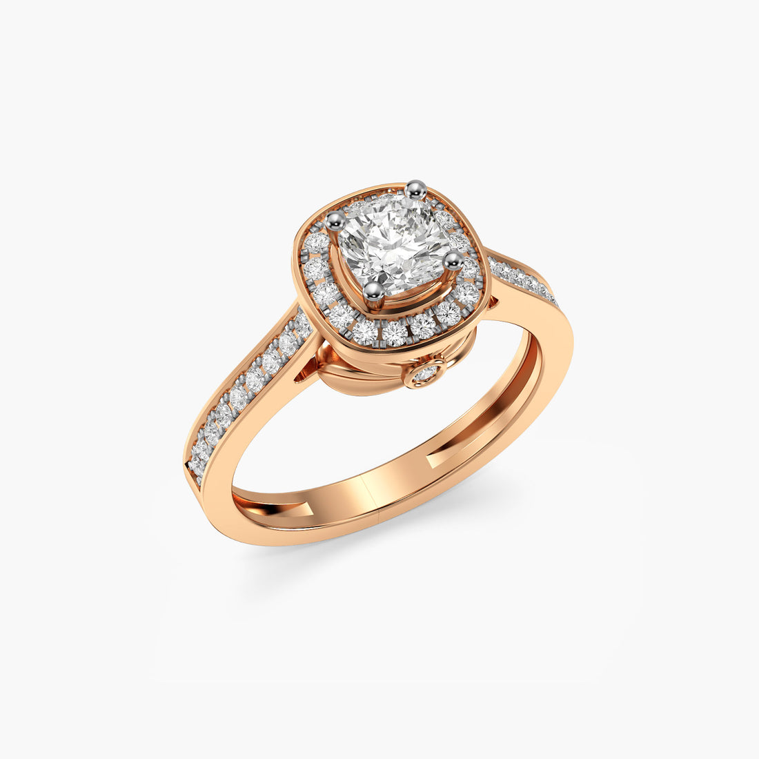 Halo Majesty Ring - 3D View in Rose Gold - Diamond Ring by Moena
