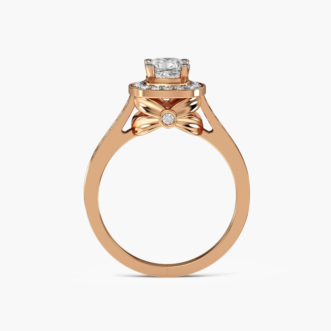 Halo Majesty Ring - Front View in Rose Gold - Diamond Ring by Moena