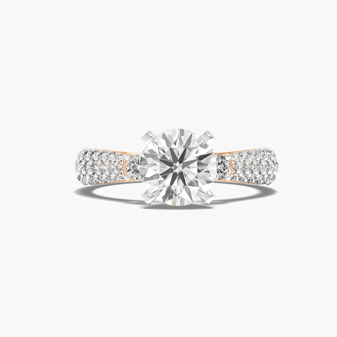 Sculpted Crown Solitaire Ring - Top View in Rose Gold - Diamond Ring by Moena