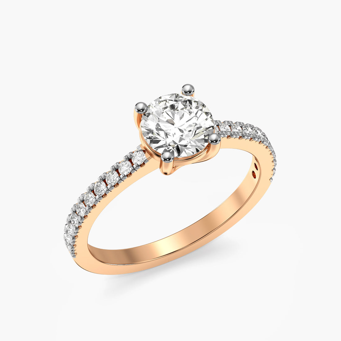 Minimalist Gold Solitaire Ring - 3D View in Rose Gold - Diamond Ring by Moena