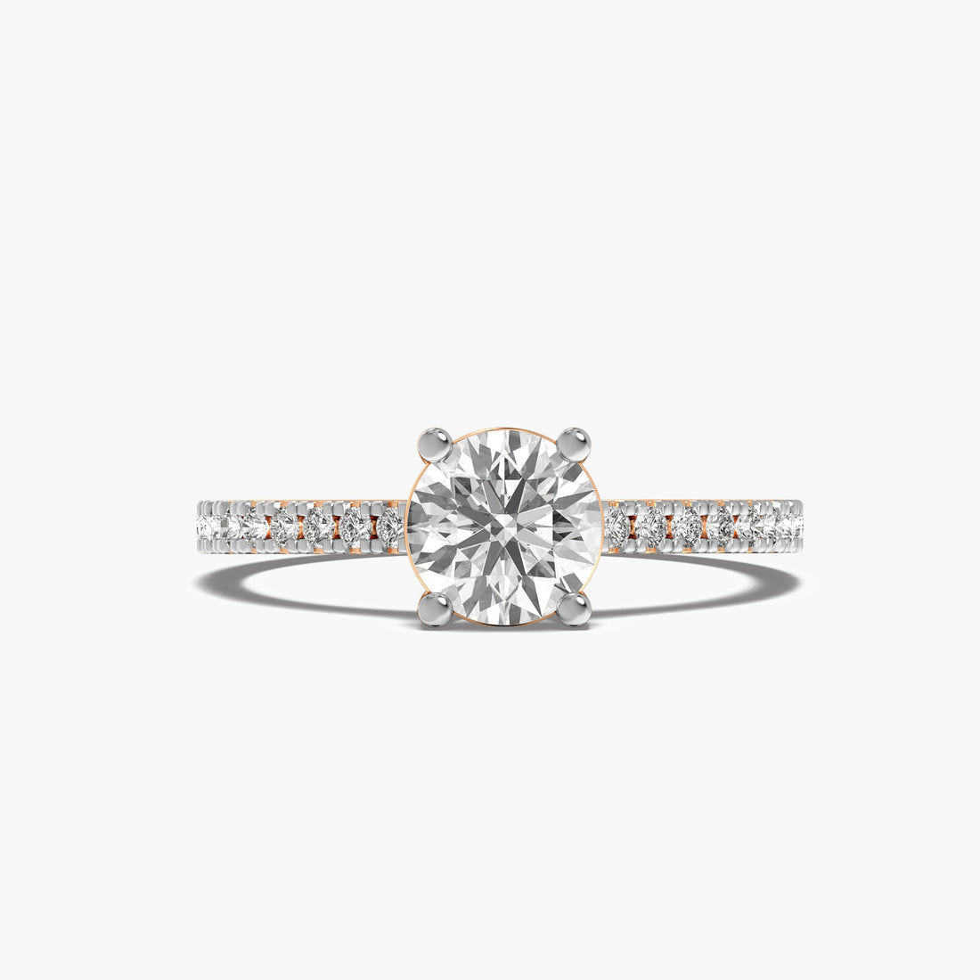 Minimalist Gold Solitaire Ring - Top View in Rose Gold - Diamond Ring by Moena