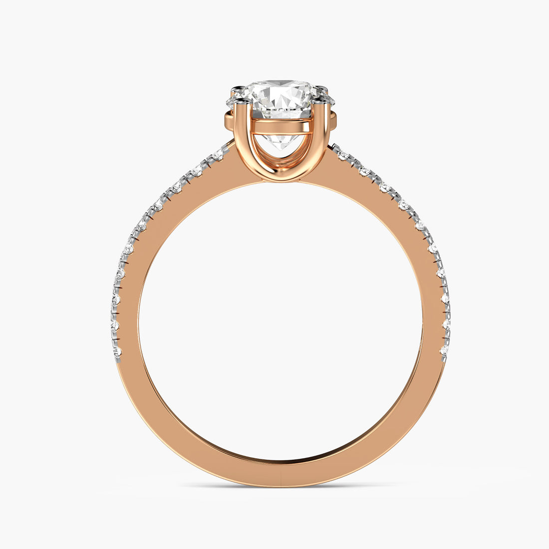 Minimalist Gold Solitaire Ring - Front View in Rose Gold - Diamond Ring by Moena