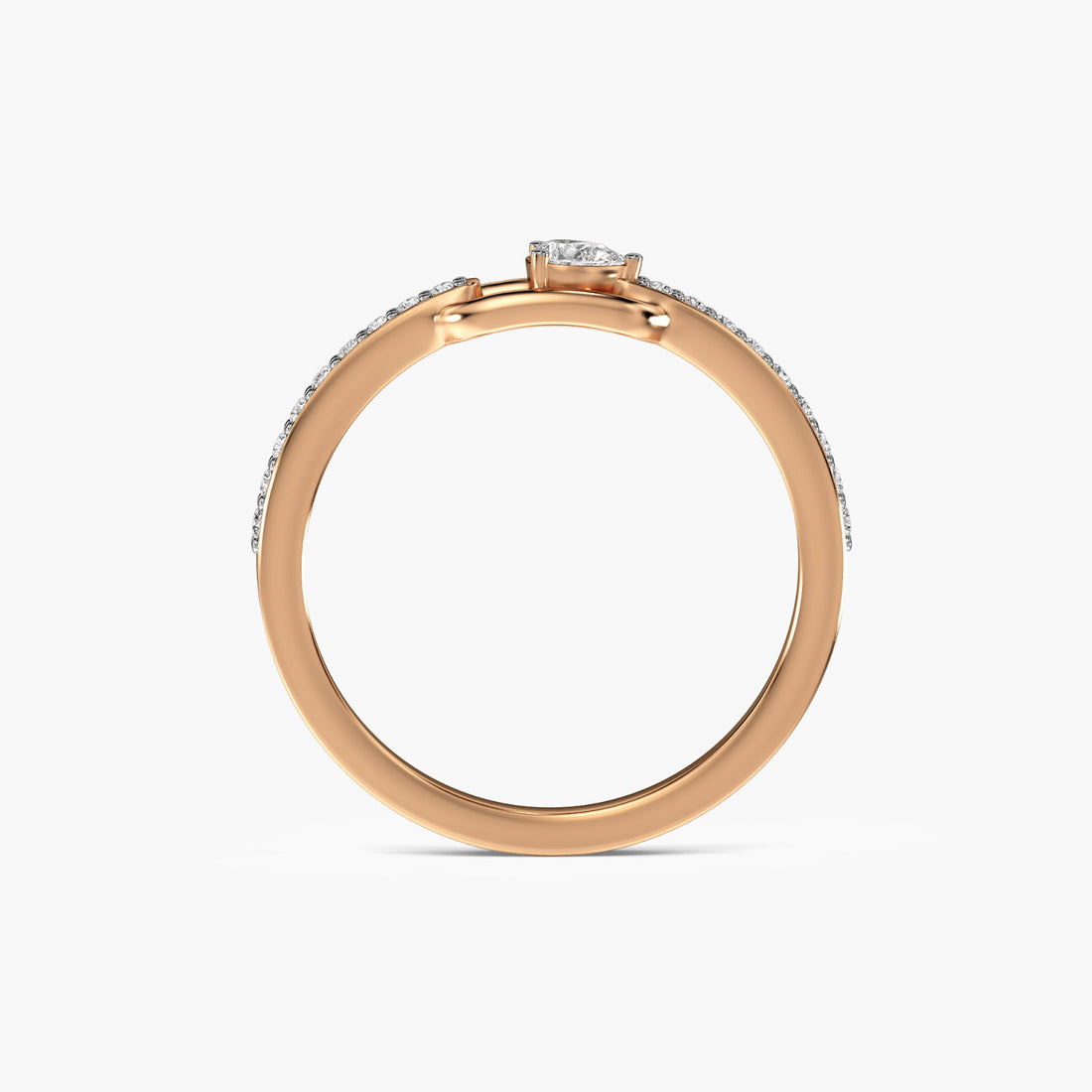 Teardrop Bond Ring - Front View in Rose Gold - Diamond Ring by Moena