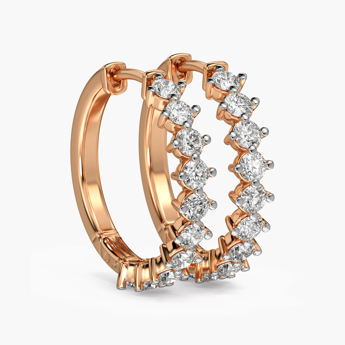 Hoop Elegance Diamond Earrings - 3D View in Rose Gold - Diamond Earring by Moena
