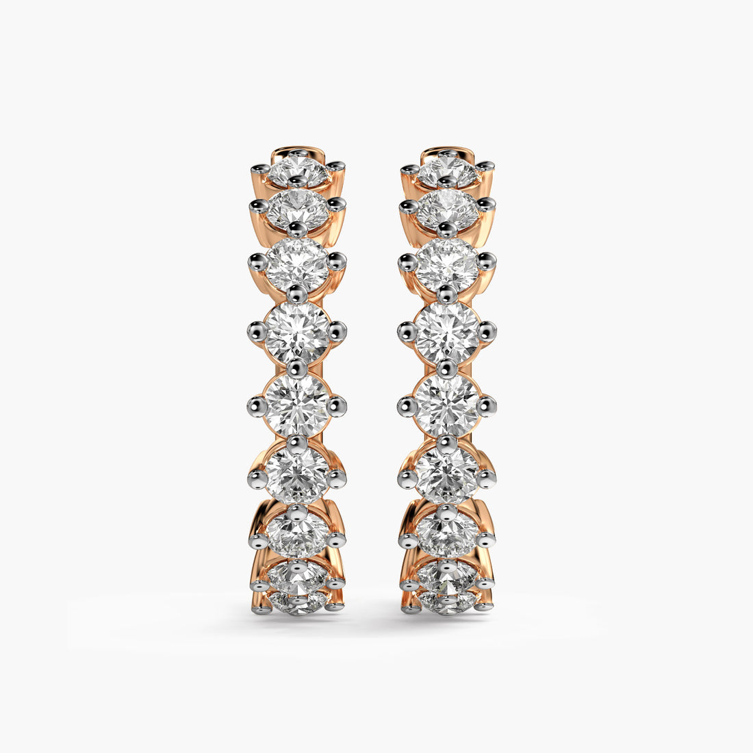 Hoop Elegance Diamond Earrings - Front View in Rose Gold - Diamond Earring by Moena
