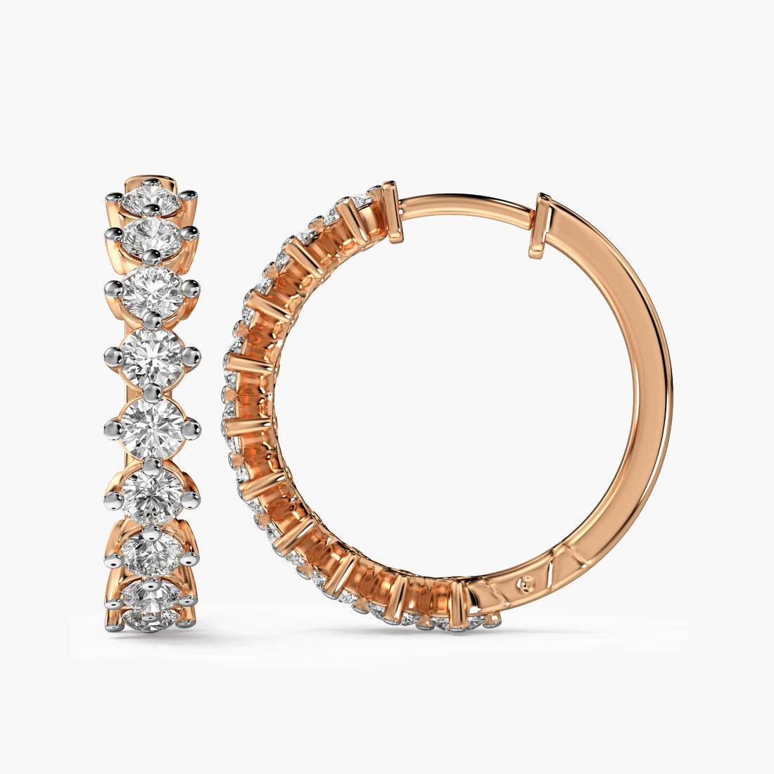Hoop Elegance Diamond Earrings - Side View in Rose Gold - Diamond Earring by Moena