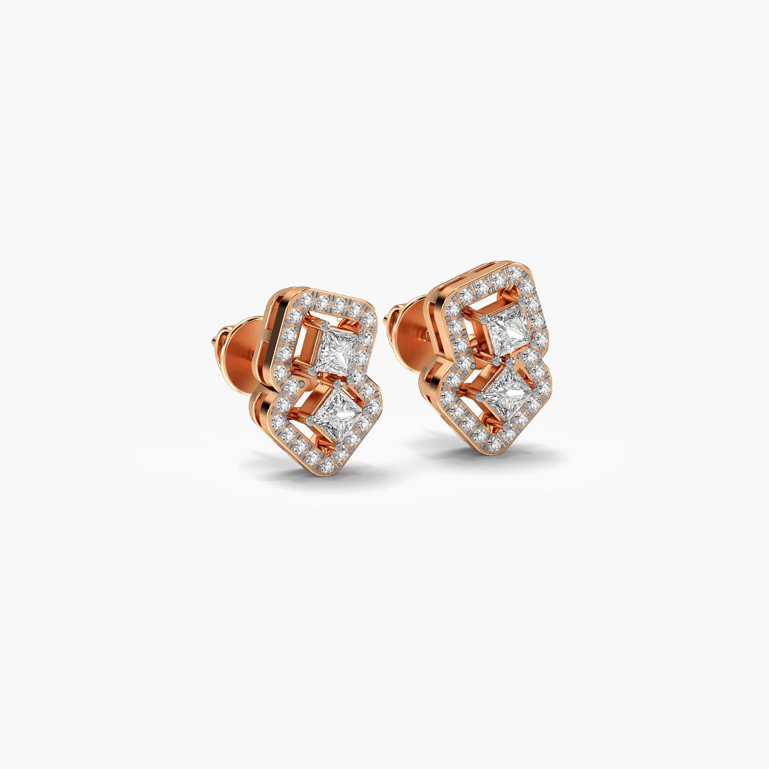 Radiant Dual Diamond Motif Earrings - Moena