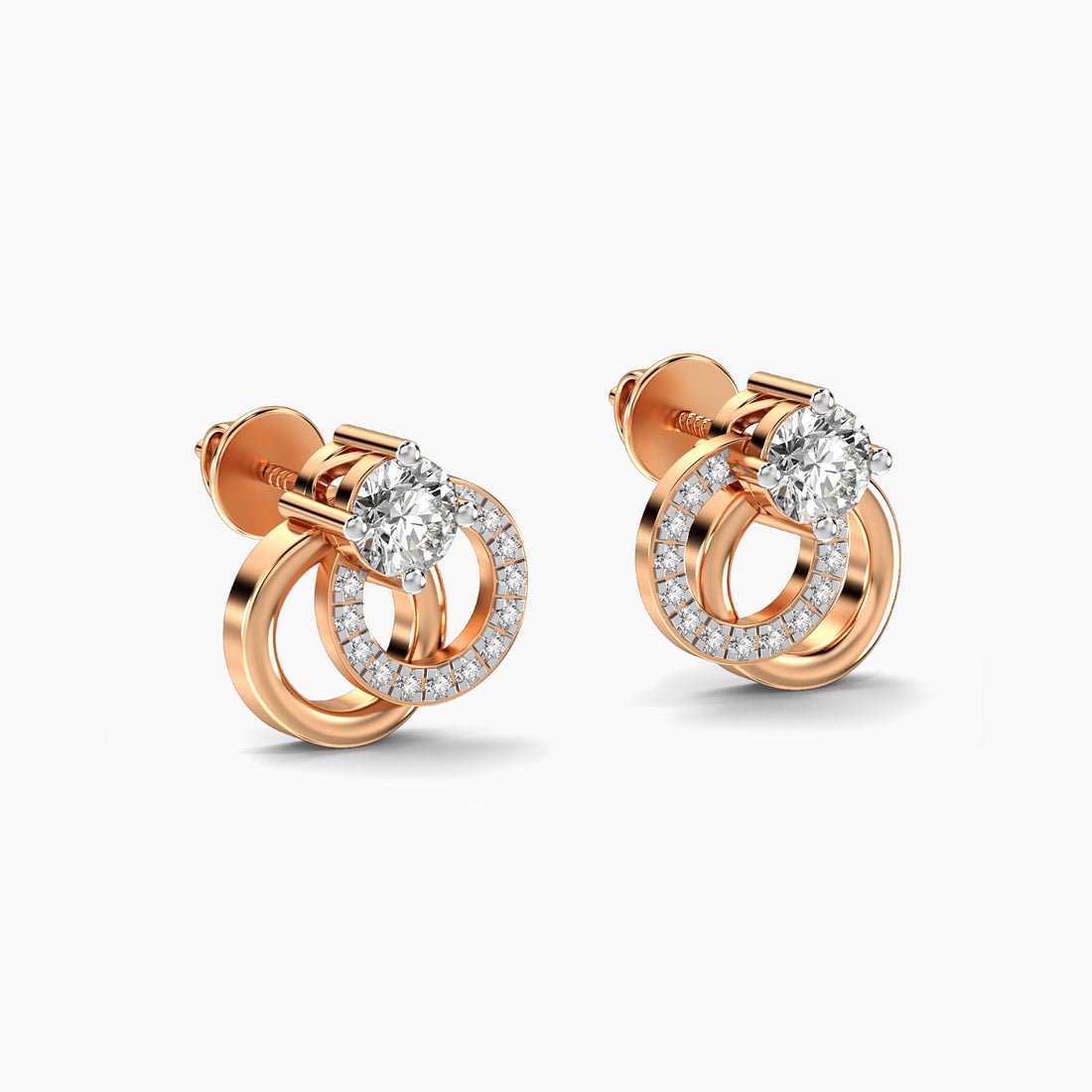 Heritage Hoop Earrings - 3D View in Rose Gold - Diamond Earring by Moena