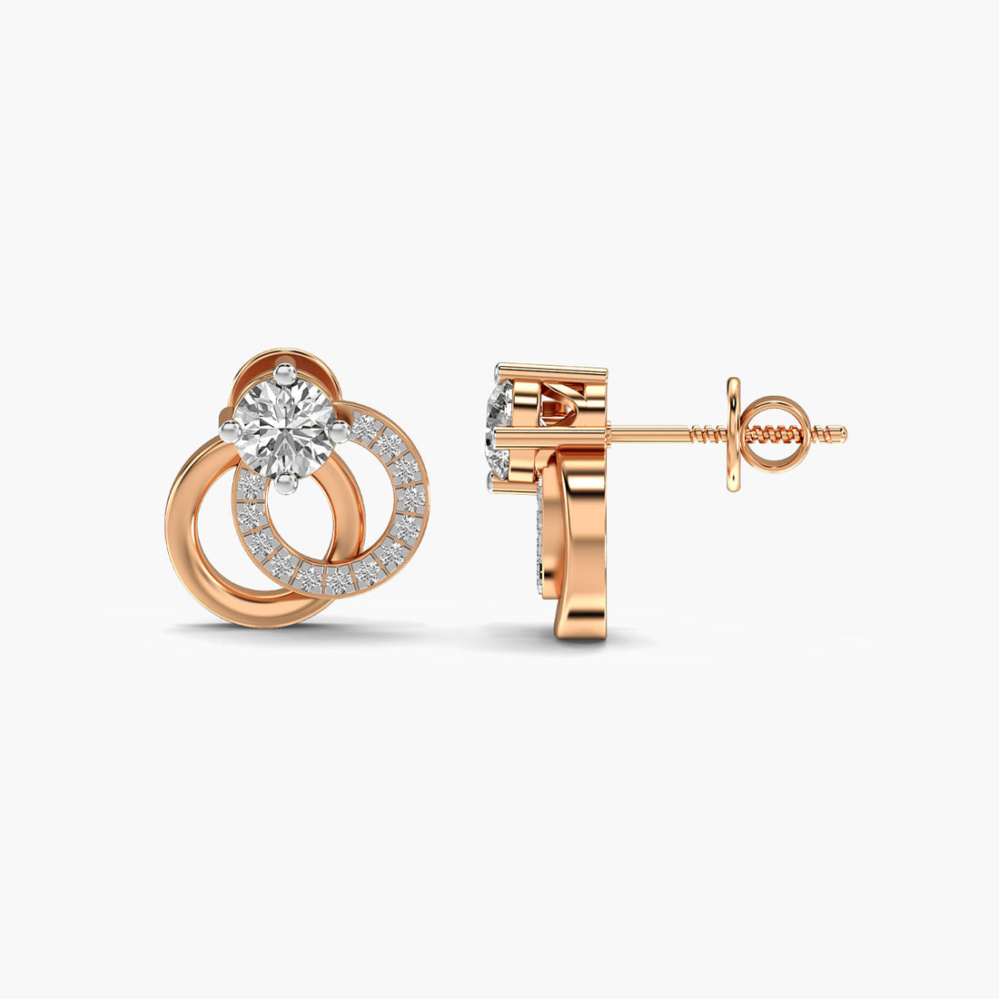 Heritage Hoop Earrings - 3D View in Rose Gold - Diamond Earring by Moena