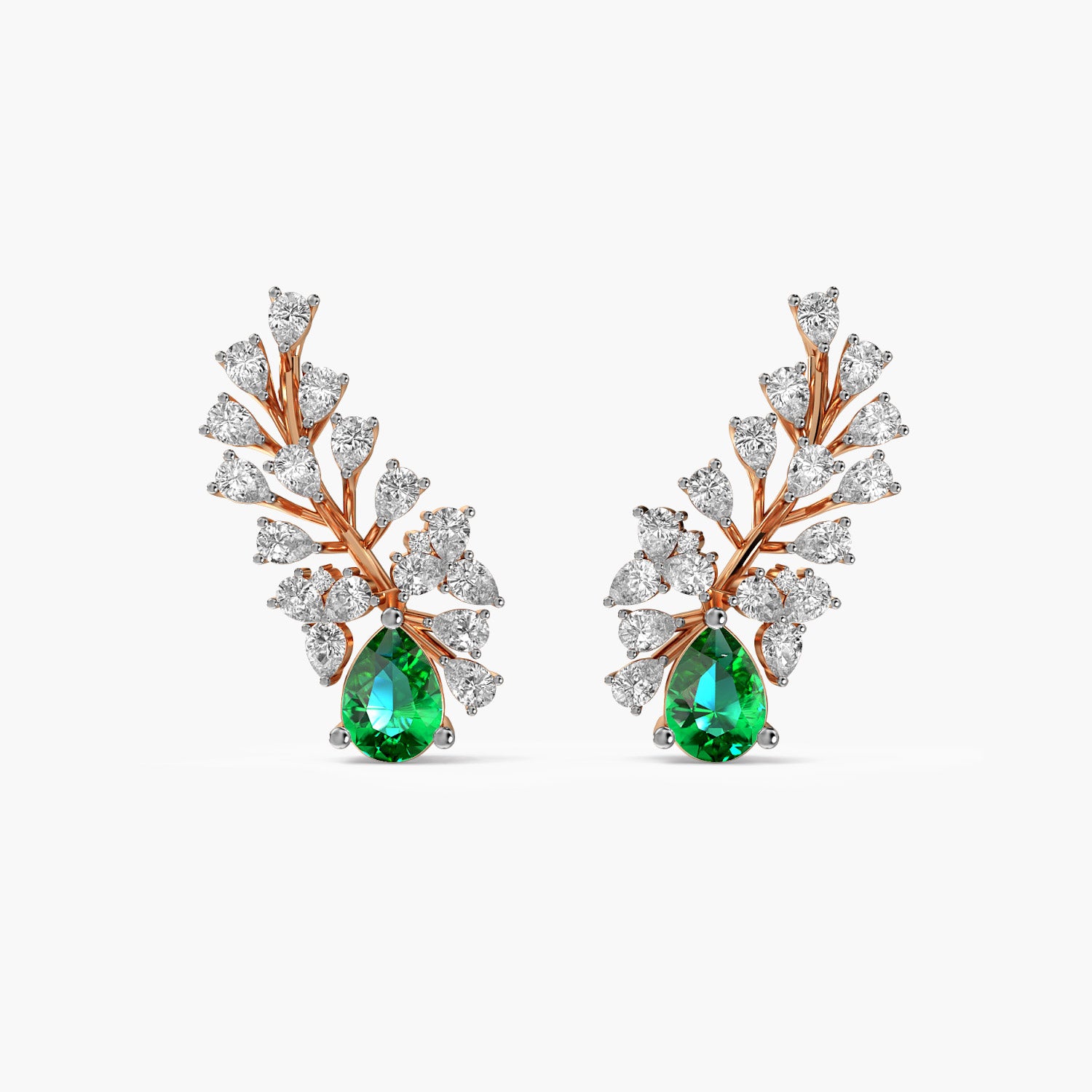 Emerald Leaf Climber Earrings