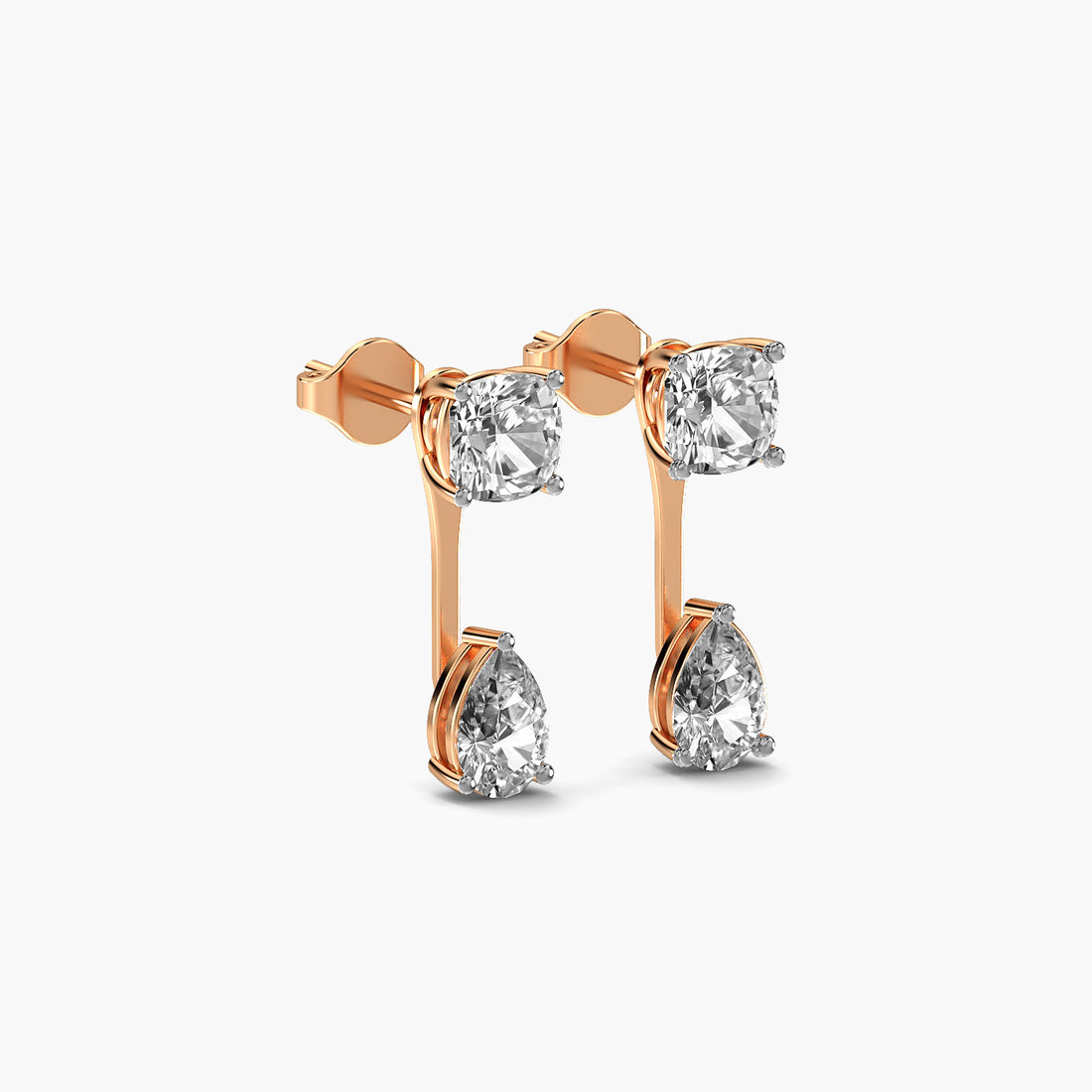 Luminous Solitaire Drop Earrings - 3D View in Rose Gold - Diamond Earring by Moena