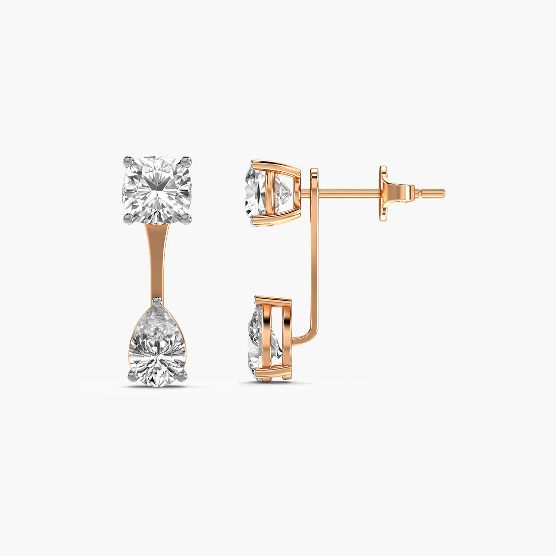 Luminous Solitaire Drop Earrings - Side View in Rose Gold - Diamond Earring by Moena