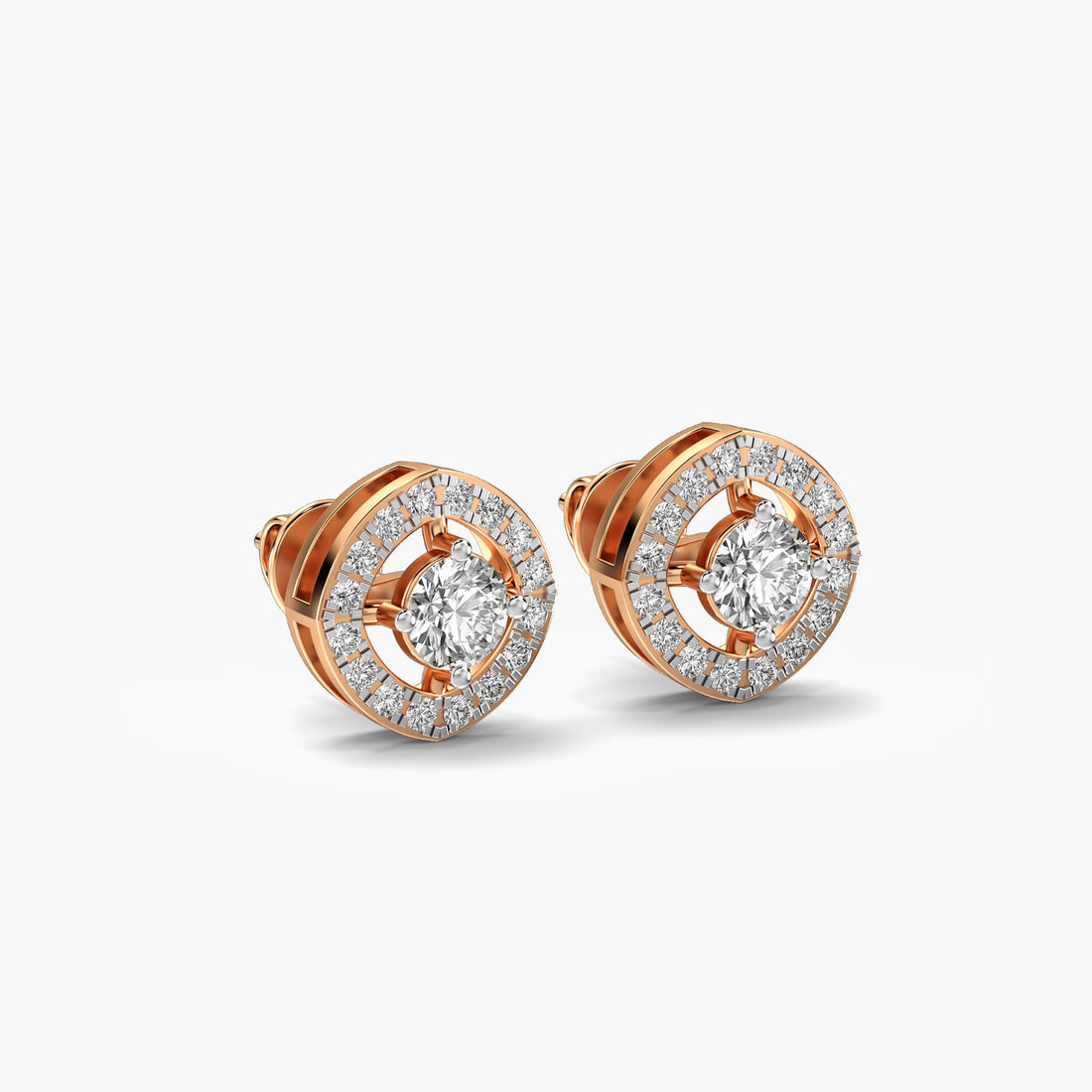 Stellar Radiance Studs - 3D View in Rose Gold - Diamond Stud by Moena