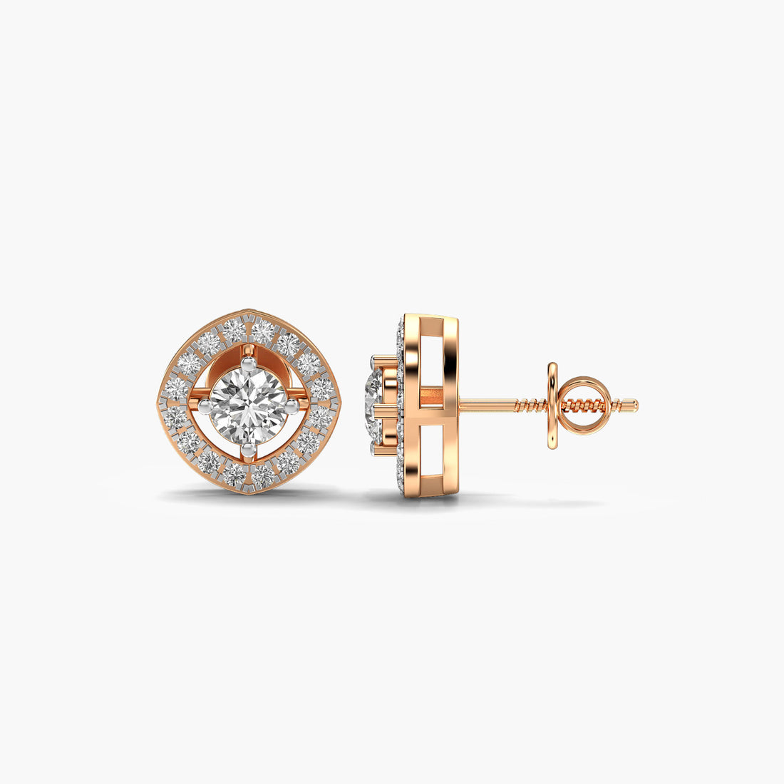Stellar Radiance Studs - Side View in Rose Gold - Diamond Stud by Moena