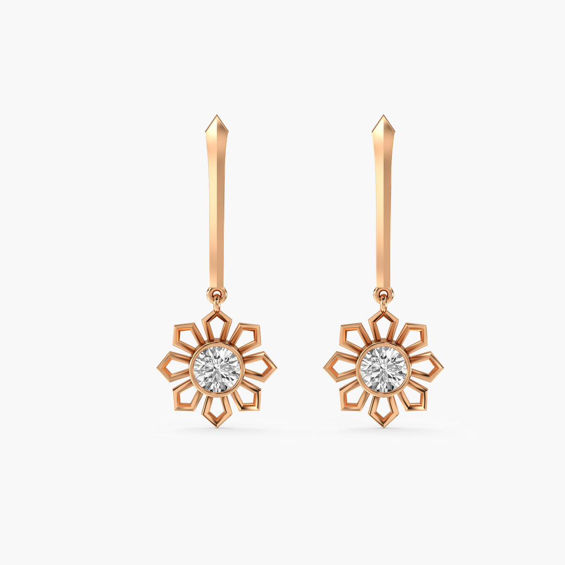Flora Drops - Front View in Rose Gold - Diamond Jewellery by Moena