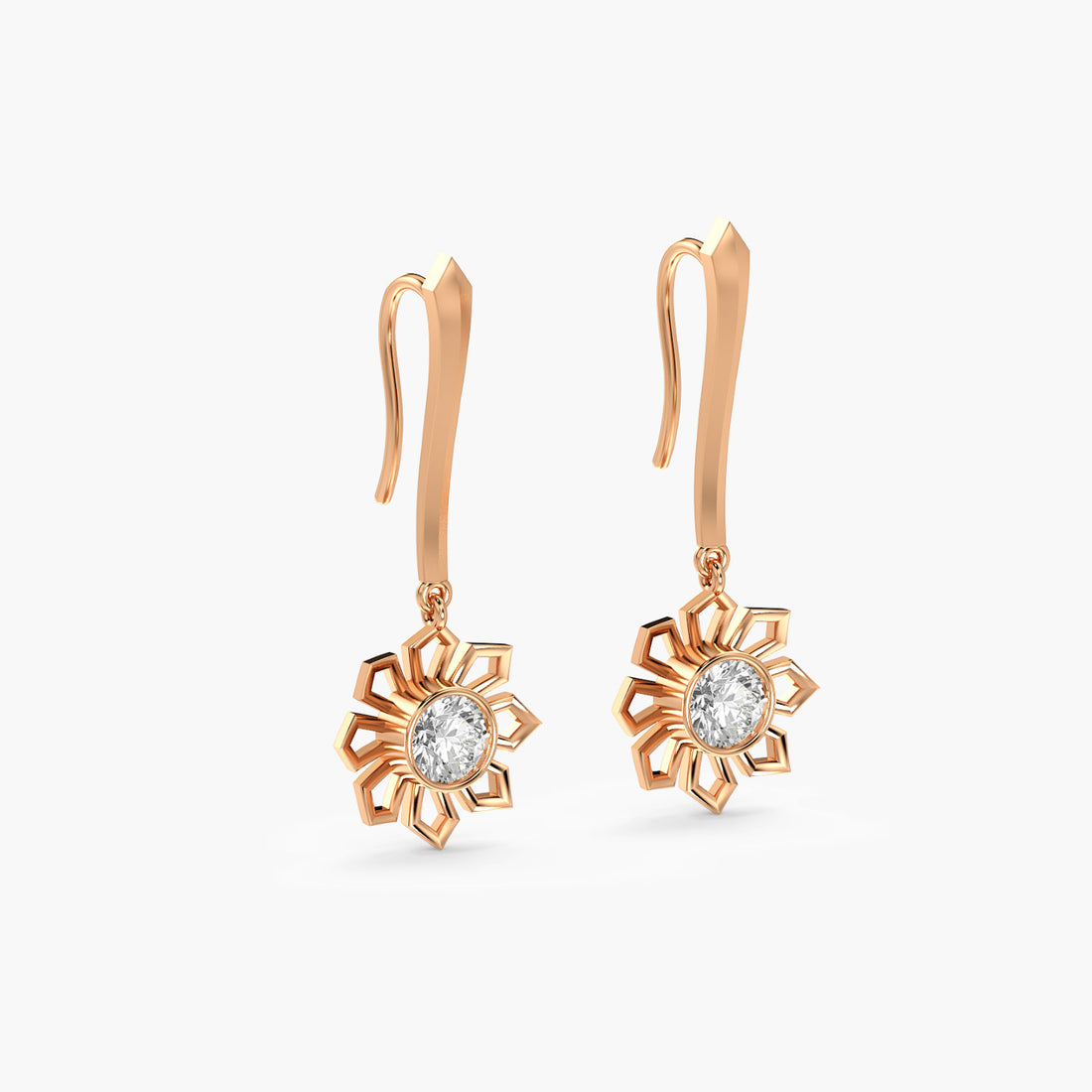 Flora Drops - 3D View in Rose Gold - Diamond Jewellery by Moena