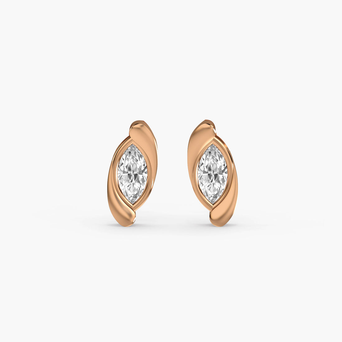 Glint Swirl Earrings - Standard View in Rose Gold - Diamond Earring by Moena