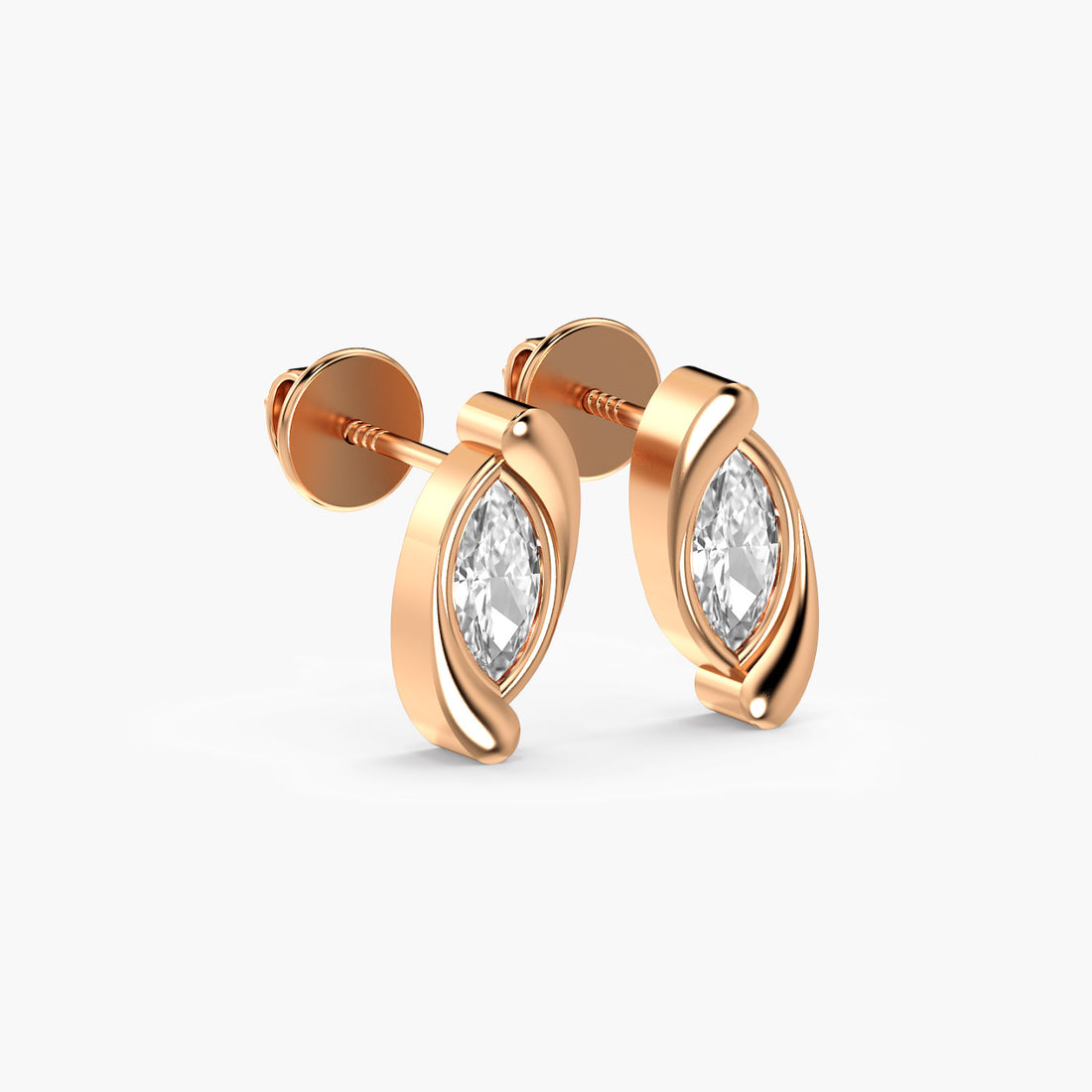 Glint Swirl Earrings - 3D View in Rose Gold - Diamond Earring by Moena