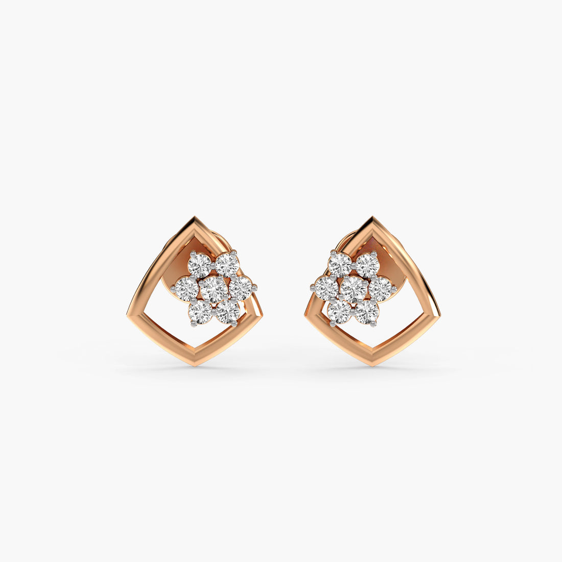 Blossom Frame Studs - Standard View in Rose Gold - Diamond Stud by Moena
