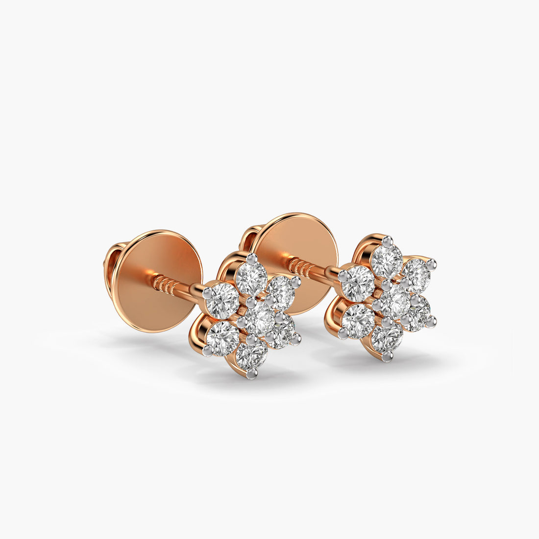 Shimmer Flora Shields - 3D View in Rose Gold - Diamond Jewellery by Moena